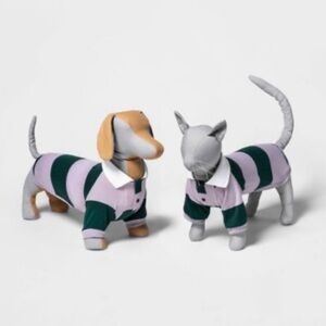 Boots & Barkley XS dog or cat rugby shirt pet apparel green purple stripe